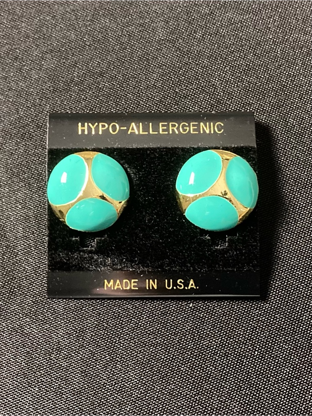 Vintage Sea Green And Gold Colorblock Chunky Stud Earrings